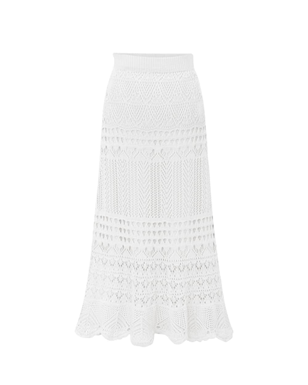 chouyatou Women's Stretched High Waist Crochet Hollow Out Knit Flowy Patterned Lace Maxi Skirt