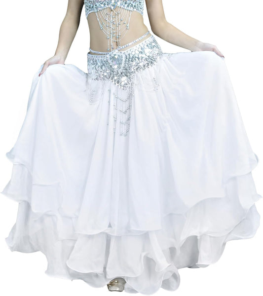 Belly Dance Skirt Halloween Tribal Chiffon Tiered Maxi Full