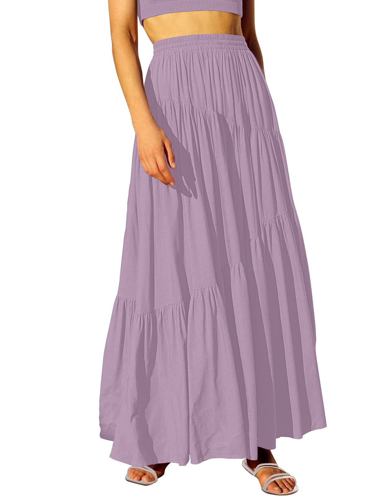 ANRABESS Women’s Summer Boho Flowy Maxi Skirts with Pockets