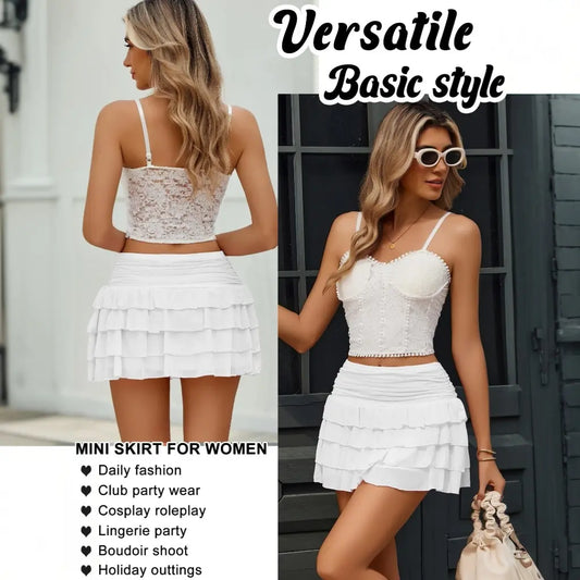 Avidlove Mini Skirt Women's Mesh Flowy Ruffle Tiered Short Skirt Y2k Layered Lingerie Skirts XS-XXL Womenswear