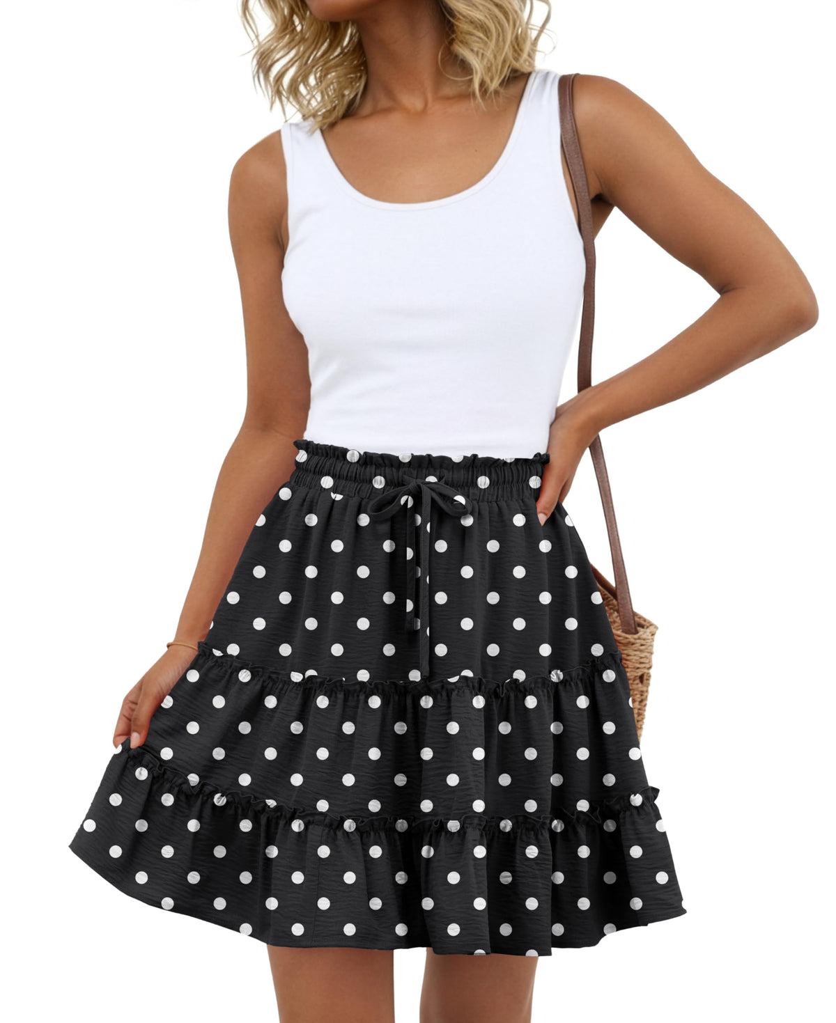 Lepunuo Summer Skirts for Women Flowy Casual Skorts Ruffle Tiered Skirts