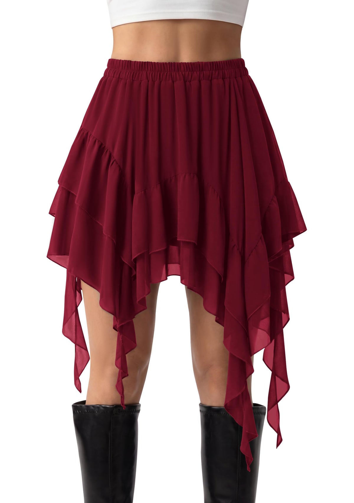 Scarlet Darkness Women's Mini Skirts Renaissance Boho Tiered Layers Skort