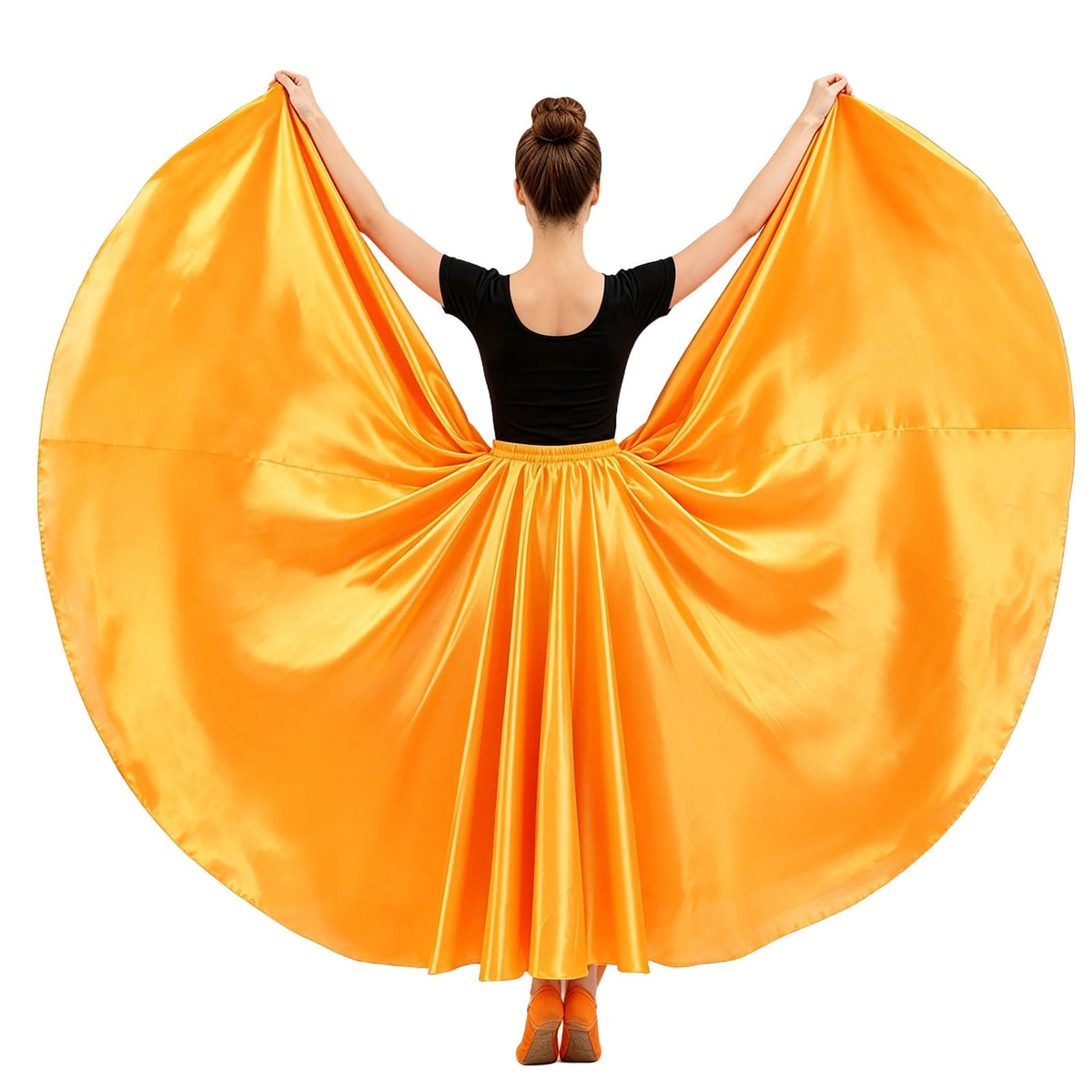 Womens Satin Long Maxi Dance Skirt with 360 & 540 Degrees for Performance Daily Wear