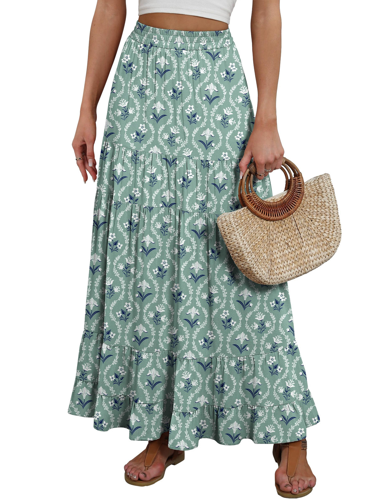 ANRABESS Women’s Summer Flowy Maxi Skirts with Pockets