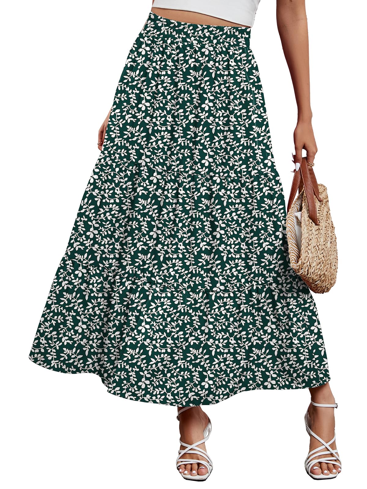 Arolina Maxi Skirts for Women Summer Boho Flowy Tiered Long Beach Skirt