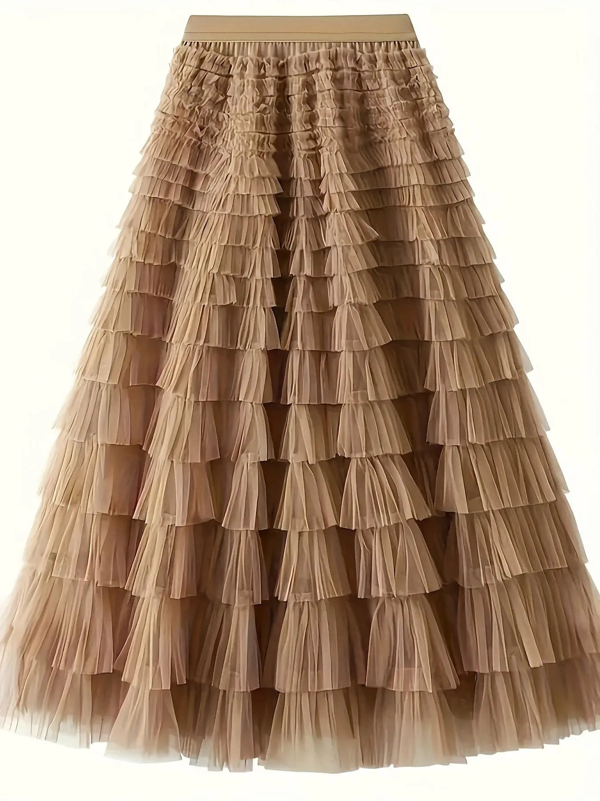 Women's Plain Ruffle Hem Tiered Layer Knit Skirt, Elegant Chic Aesthetic High Waist Fit Long Skirt for Vacation Holiday Party, Ladies Bottoms for All Seasons, Long Skirt Women All Season Skirts