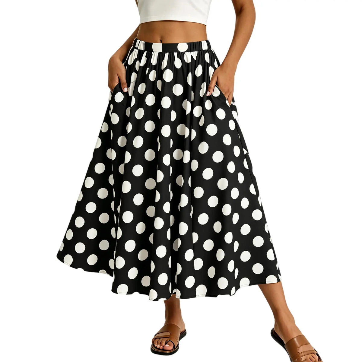 Cicy Bell Womens Summer Striped Maxi Skirts A-Line Elastic Waist Flowy Skirt Beach Vacation Outfits