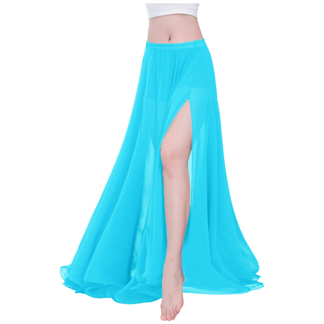 Indian Trendy Women Full/Ankle Length 2 Slide Slit Skirt Maxi Chiffon Long Petal