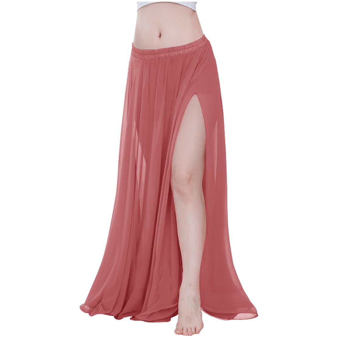 Indian Trendy Women Full/Ankle Length 2 Slide Slit Skirt Maxi Chiffon Long Petal