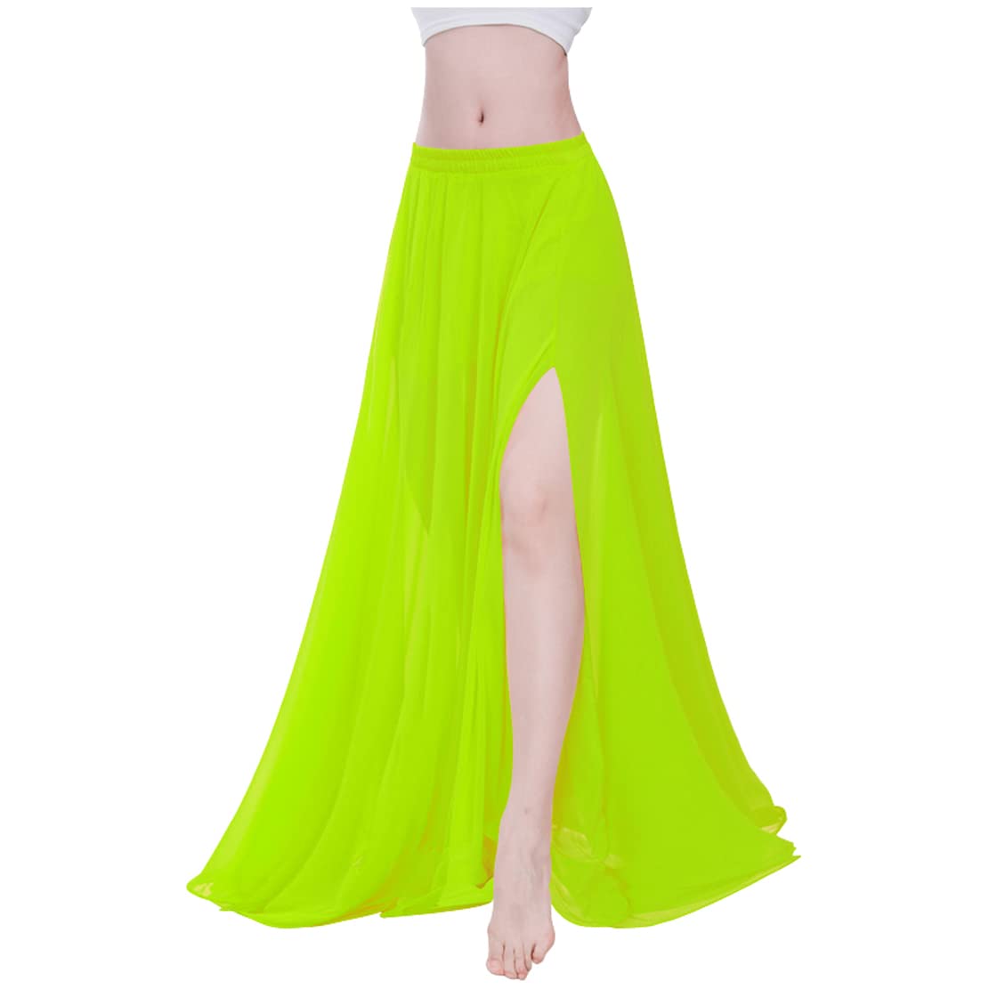Indian Trendy Women Full/Ankle Length 2 Slide Slit Skirt Maxi Chiffon Long Petal