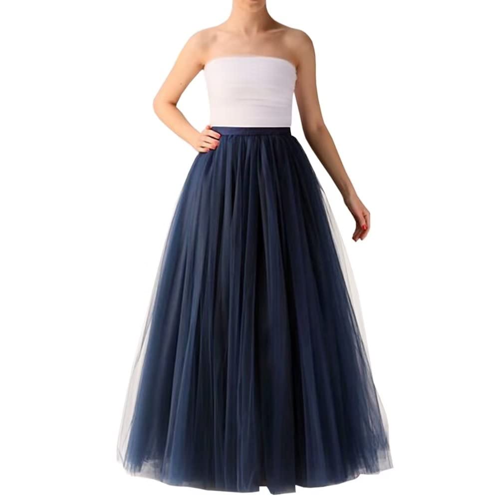 WDPL Wedding Planning A-line Maxi Long Tulle Skirt for Women Foor Length Evening Party Skirts
