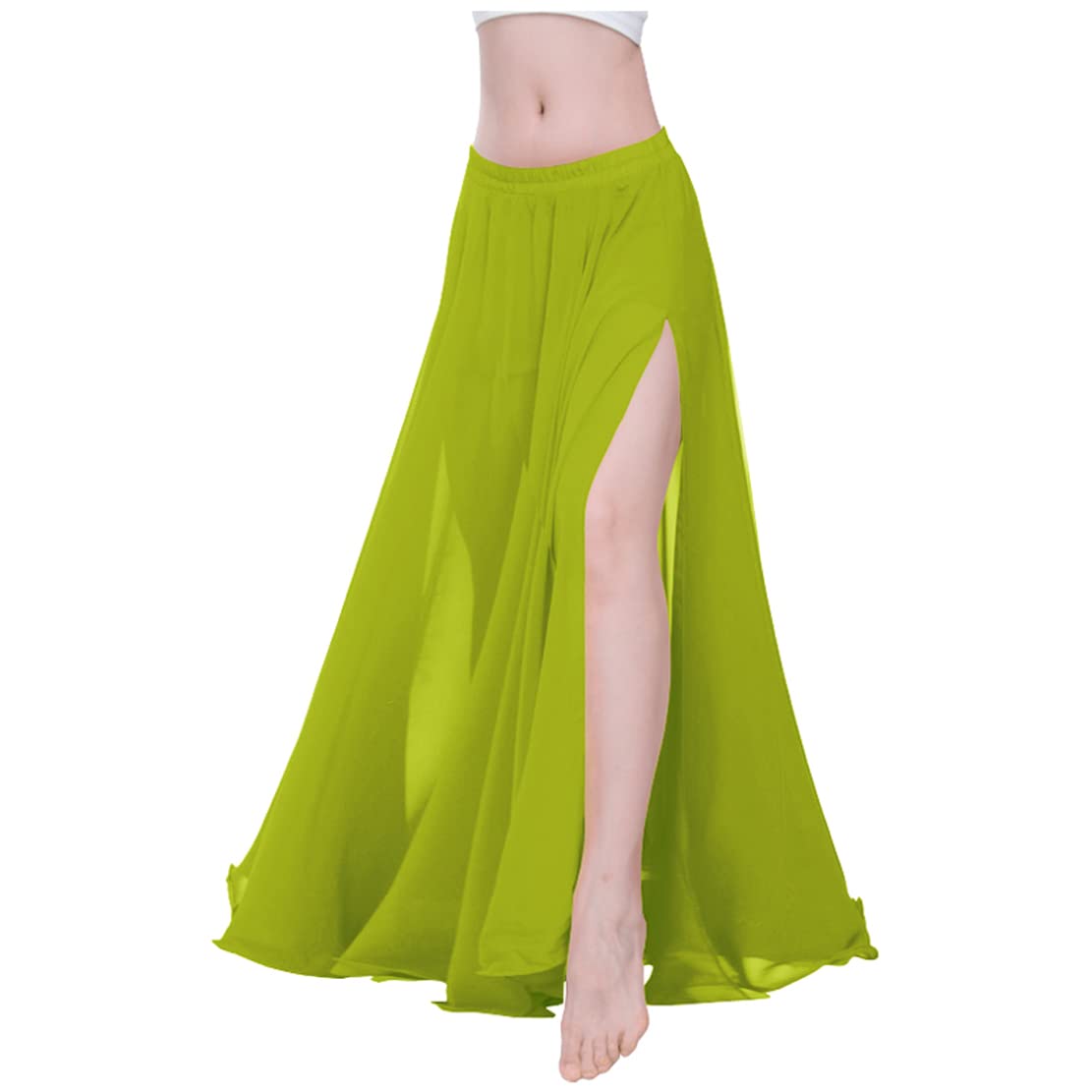 Indian Trendy Women Full/Ankle Length 2 Slide Slit Skirt Maxi Chiffon Long Petal