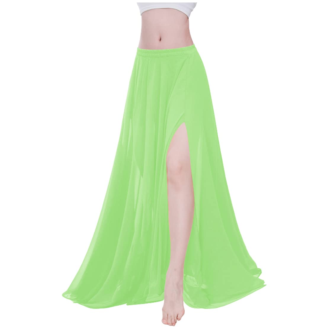 Indian Trendy Women Full/Ankle Length 2 Slide Slit Skirt Maxi Chiffon Long Petal