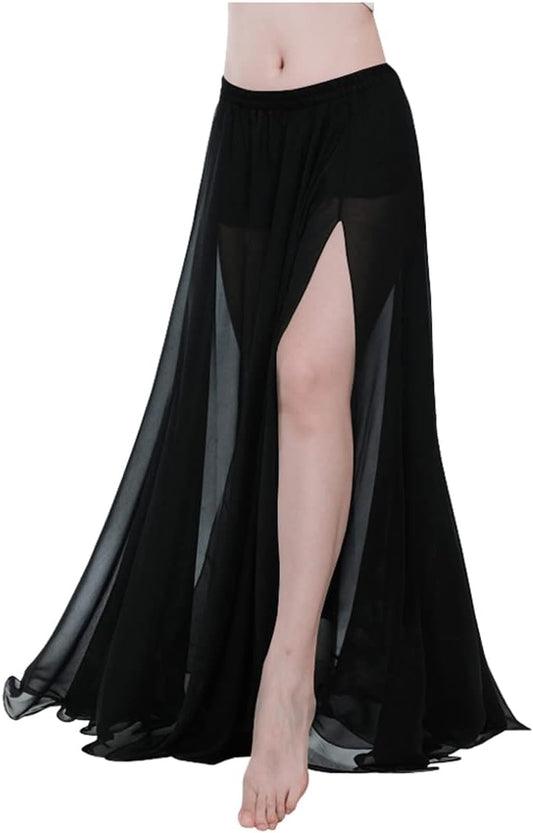 Indian Trendy Women Full/Ankle Length 2 Slide Slit Skirt Maxi Chiffon Long Petal