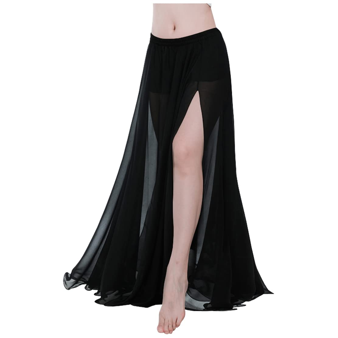 Indian Trendy Women Full/Ankle Length 2 Slide Slit Skirt Maxi Chiffon Long Petal