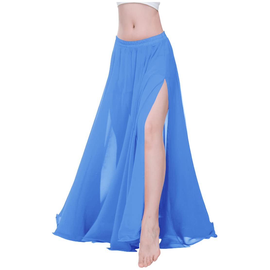 Indian Trendy Women Full/Ankle Length 2 Slide Slit Skirt Maxi Chiffon Long Petal