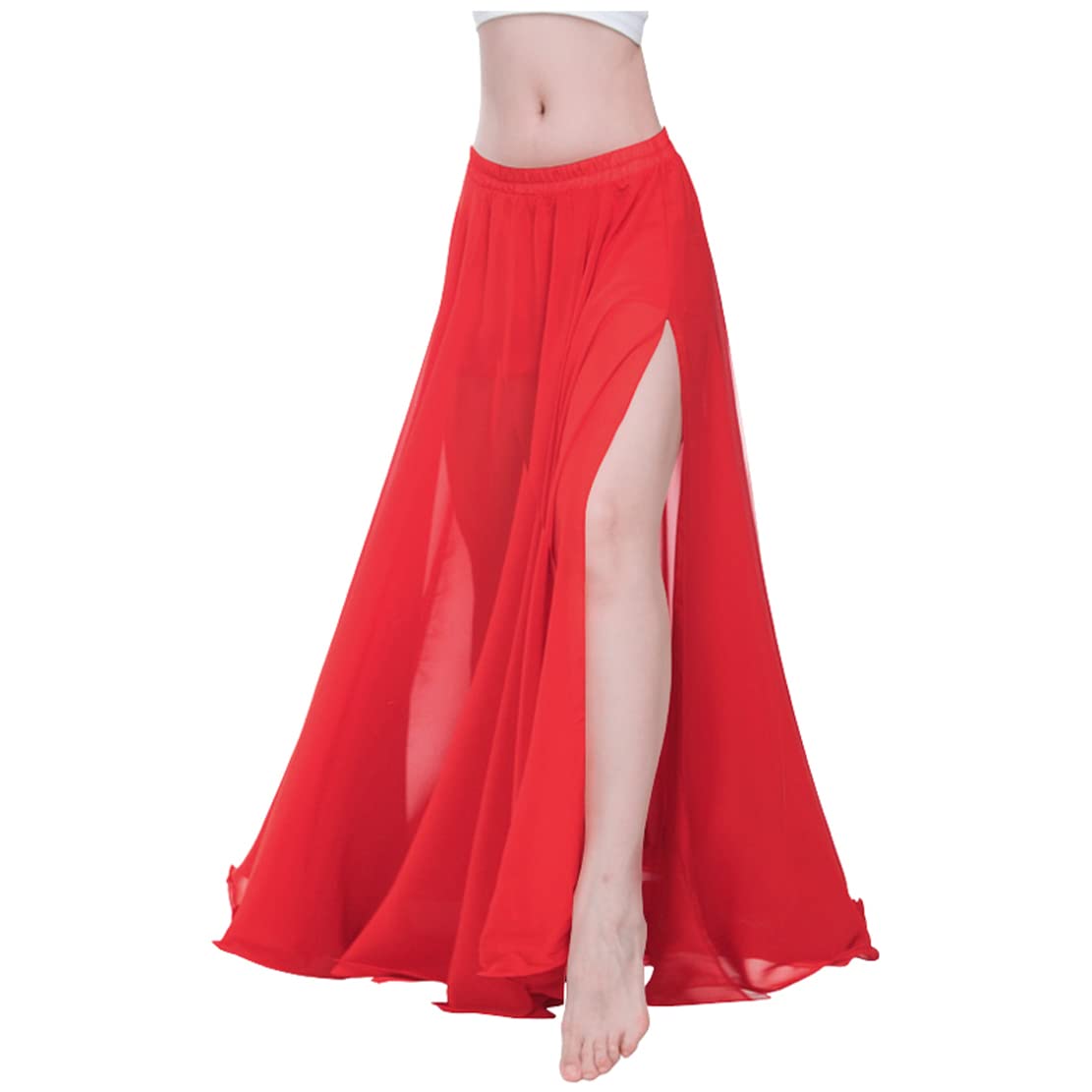 Indian Trendy Women Full/Ankle Length 2 Slide Slit Skirt Maxi Chiffon Long Petal