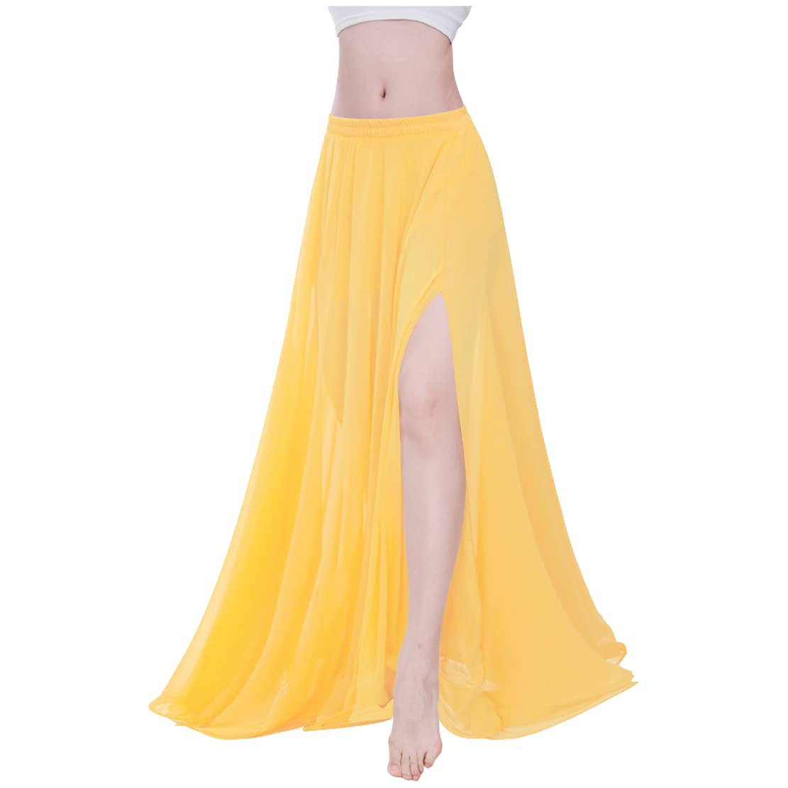 Indian Trendy Women Full/Ankle Length 2 Slide Slit Skirt Maxi Chiffon Long Petal