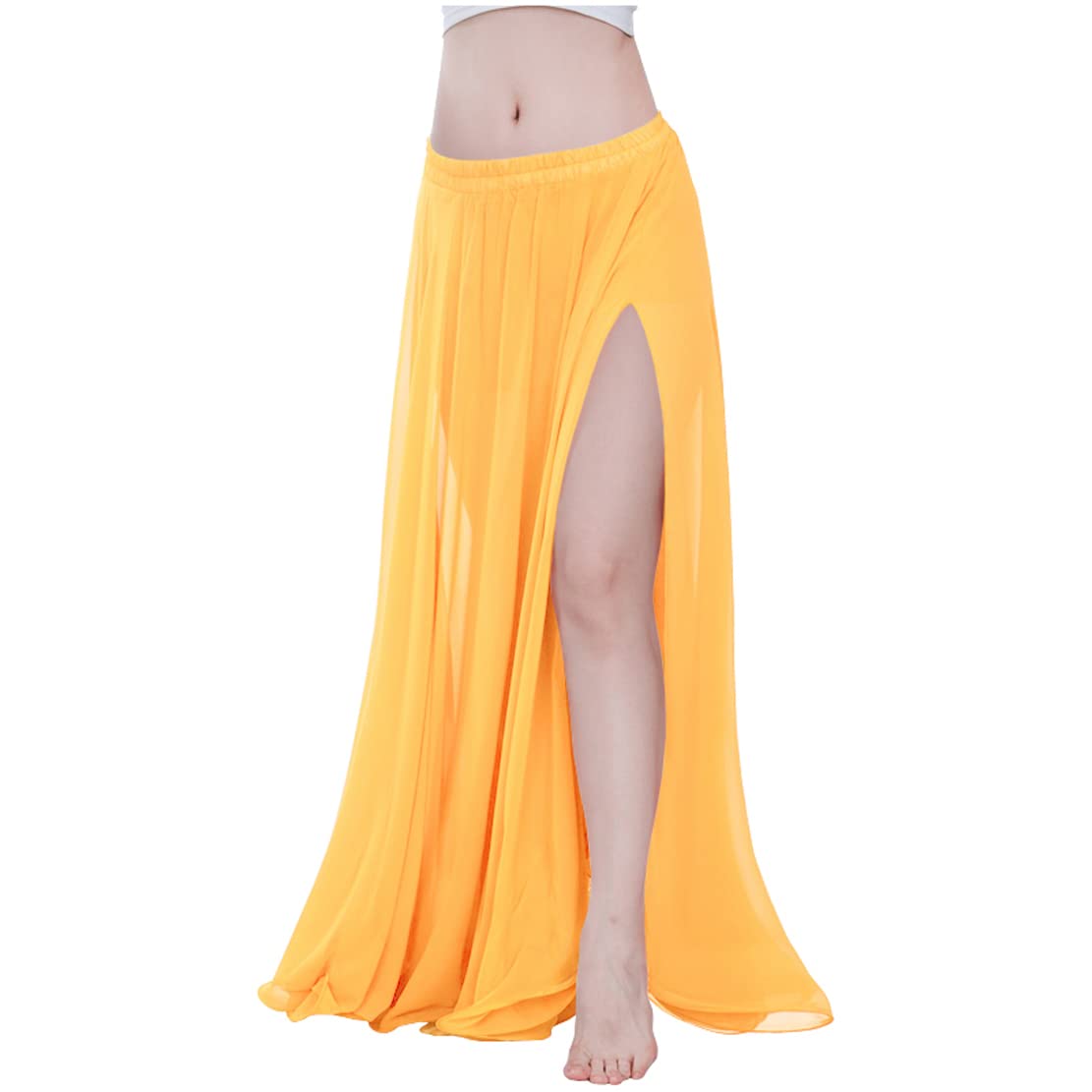 Indian Trendy Women Full/Ankle Length 2 Slide Slit Skirt Maxi Chiffon Long Petal
