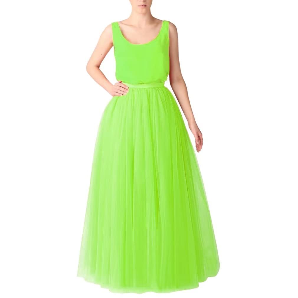 WDPL Wedding Planning A-line Maxi Long Tulle Skirt for Women Foor Length Evening Party Skirts