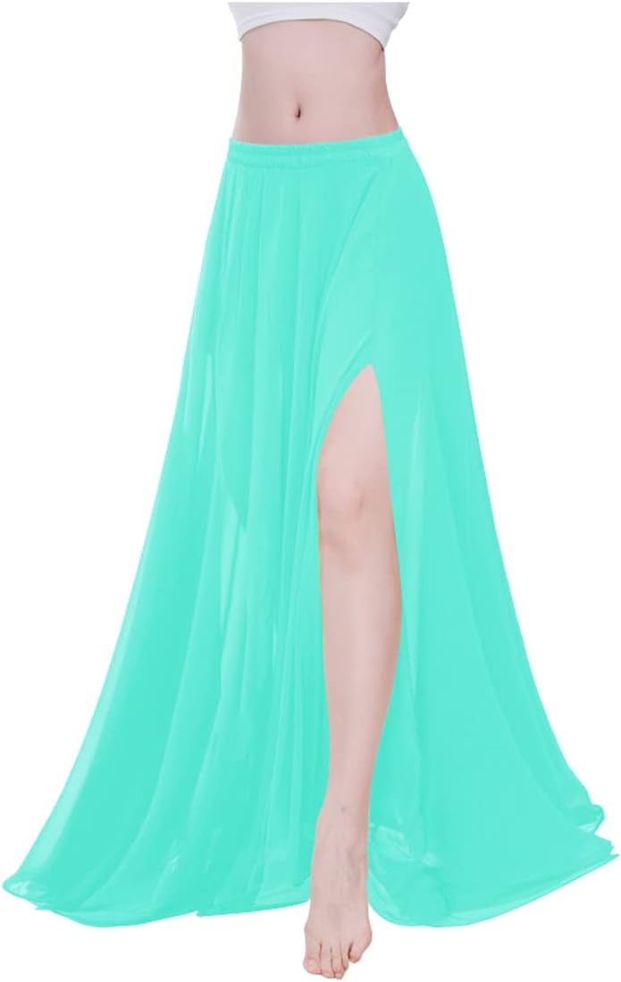 Indian Trendy Women Full/Ankle Length 2 Slide Slit Skirt Maxi Chiffon Long Petal