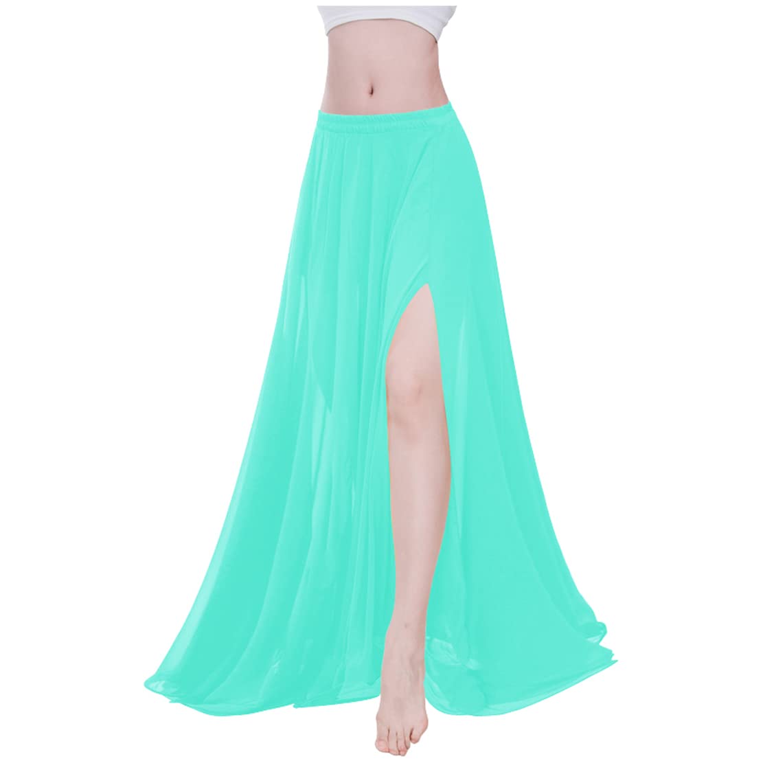 Indian Trendy Women Full/Ankle Length 2 Slide Slit Skirt Maxi Chiffon Long Petal