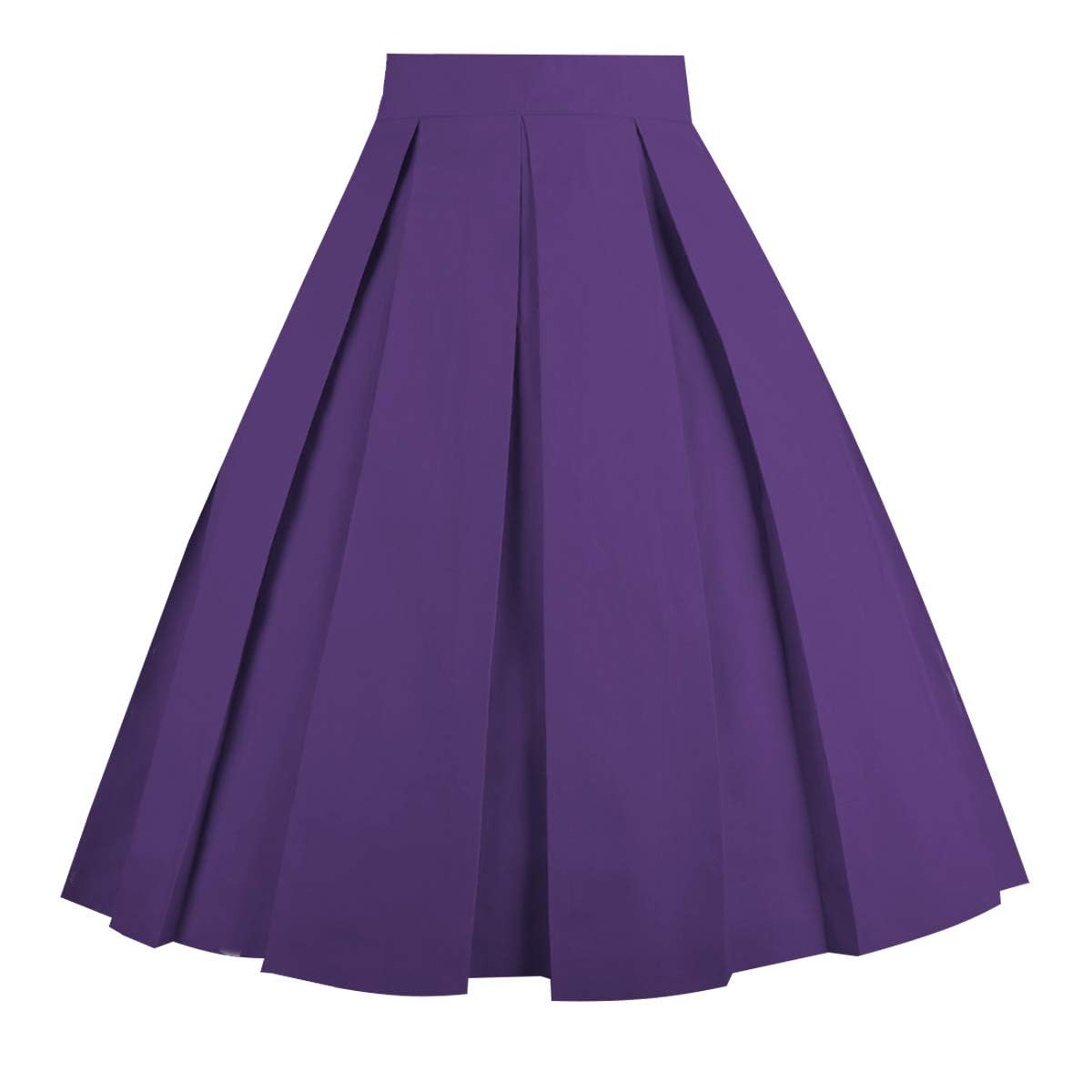 OBBUE Vintage Pleated Skirt A-line Midi Skirts