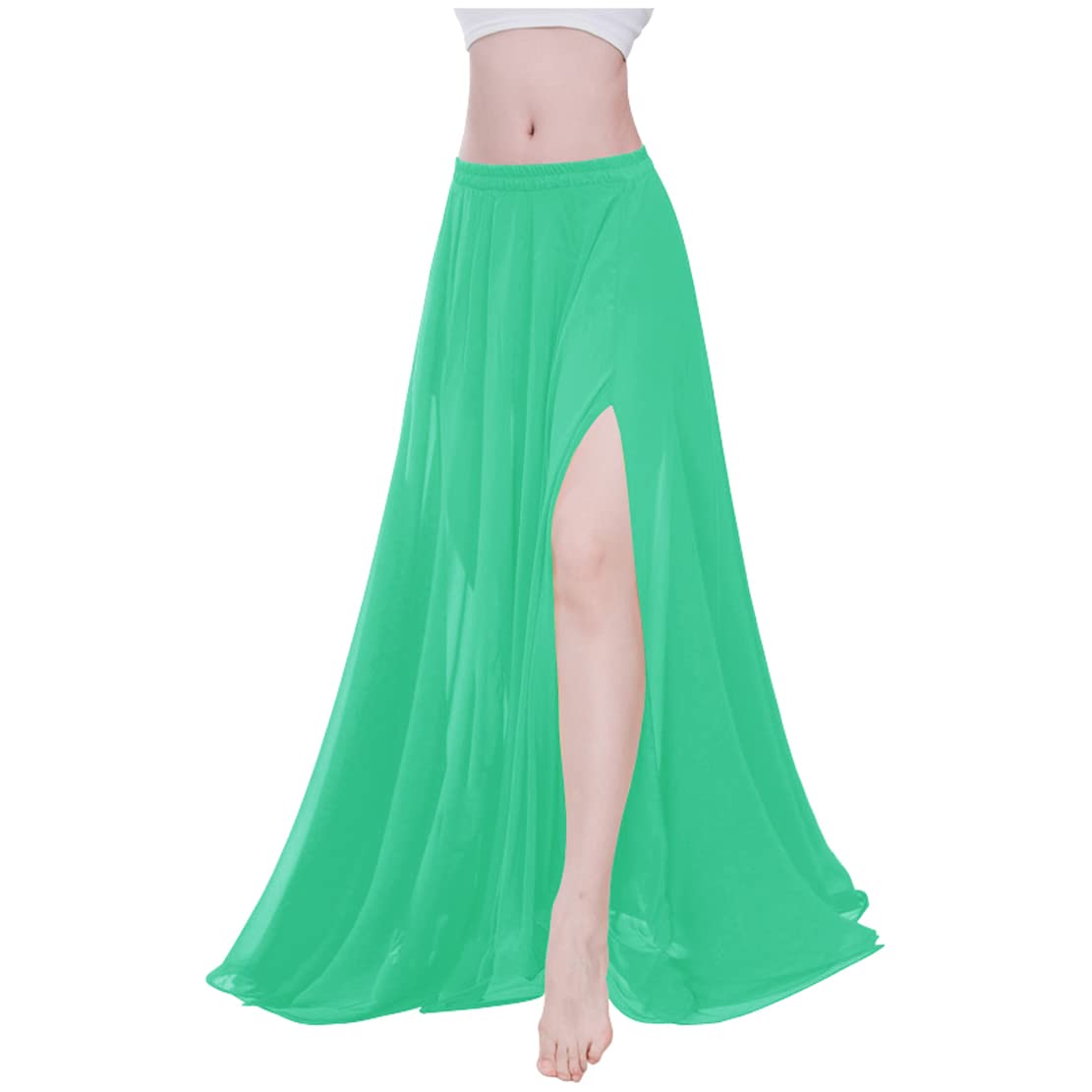 Indian Trendy Women Full/Ankle Length 2 Slide Slit Skirt Maxi Chiffon Long Petal