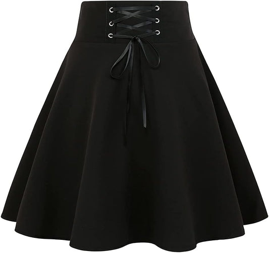 IDEALSANXUN Gothic Plaid Mini Skirts for Women Short High Waist Plaid Skirts