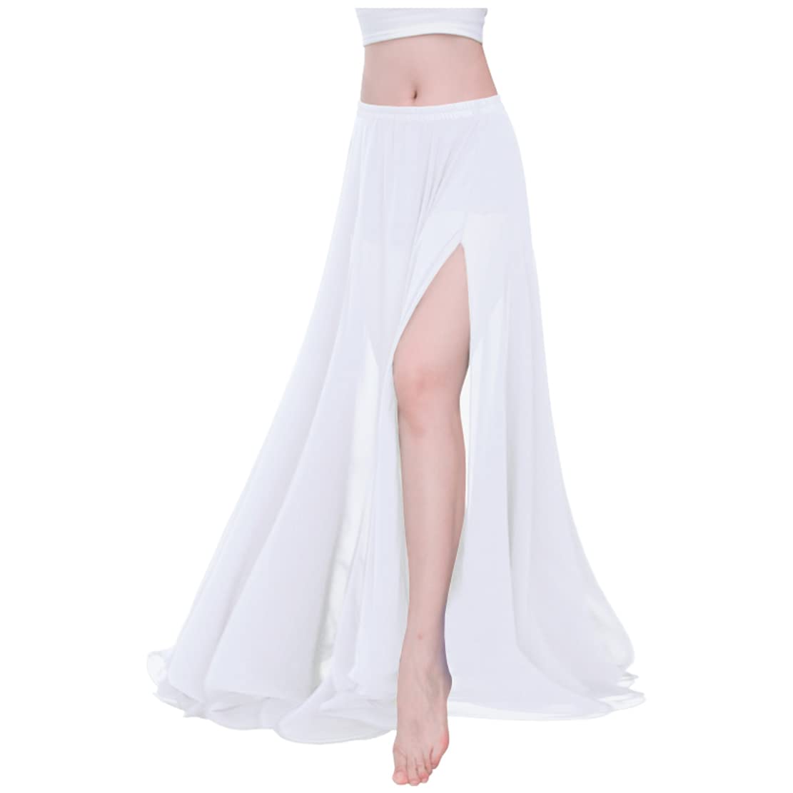 Indian Trendy Women Full/Ankle Length 2 Slide Slit Skirt Maxi Chiffon Long Petal