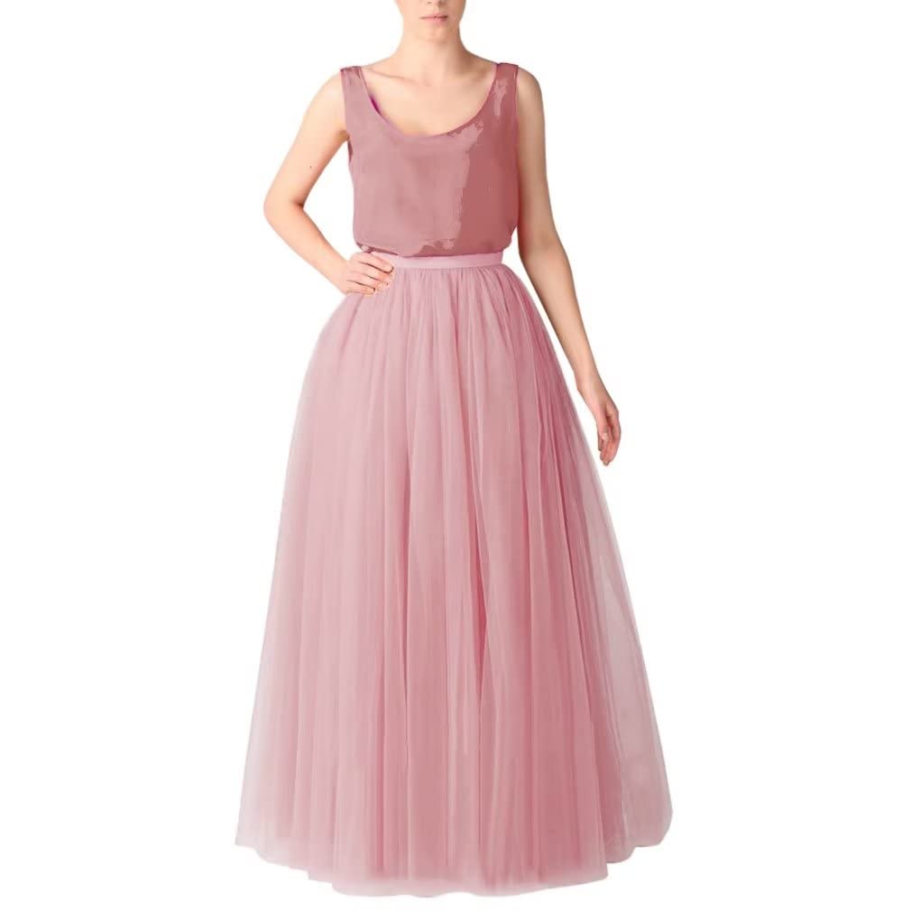 WDPL Wedding Planning A-line Maxi Long Tulle Skirt for Women Foor Length Evening Party Skirts