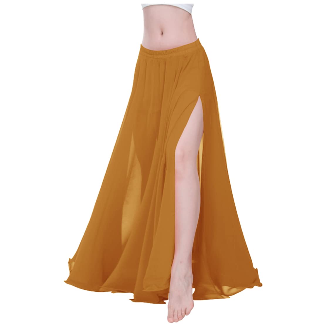 Indian Trendy Women Full/Ankle Length 2 Slide Slit Skirt Maxi Chiffon Long Petal