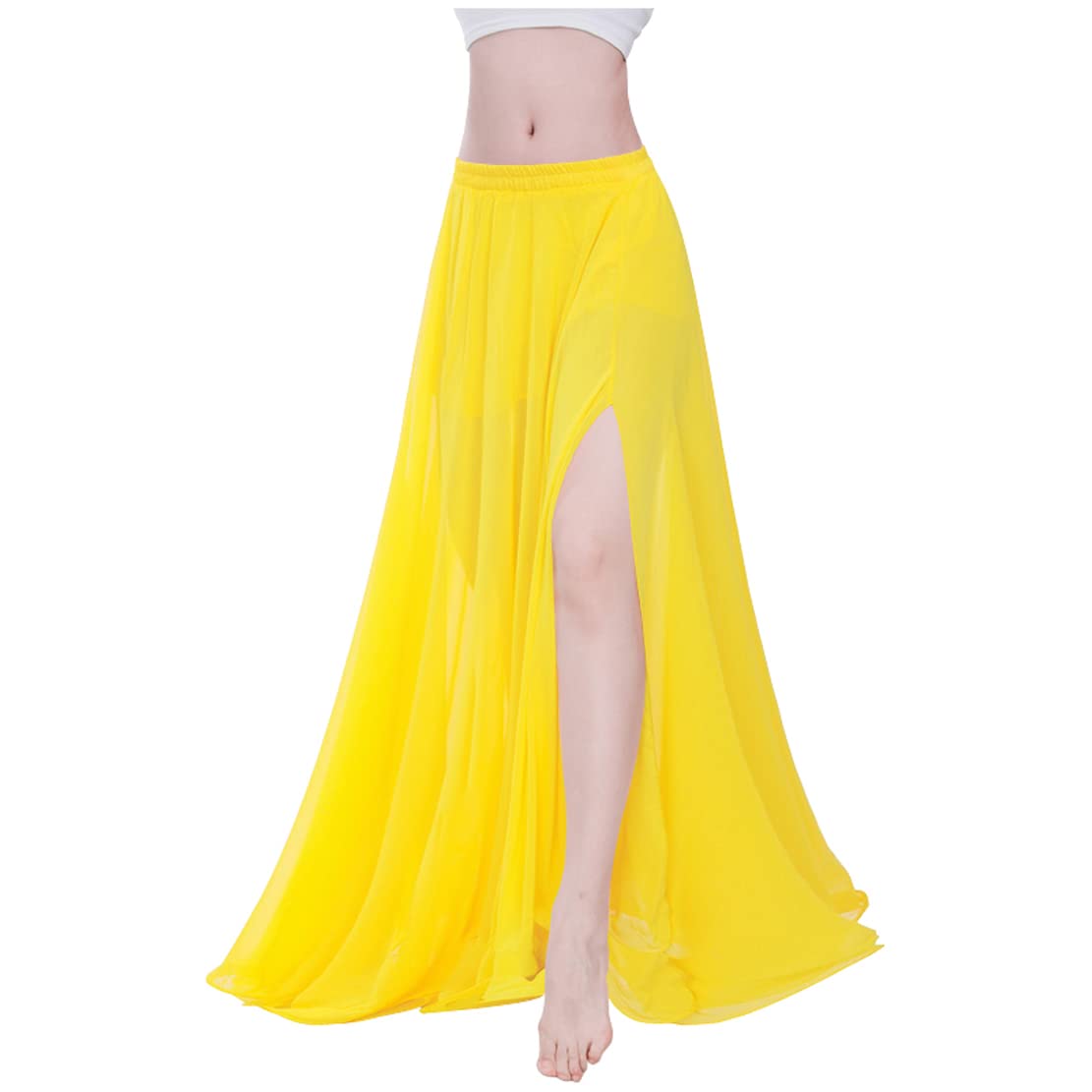 Indian Trendy Women Full/Ankle Length 2 Slide Slit Skirt Maxi Chiffon Long Petal
