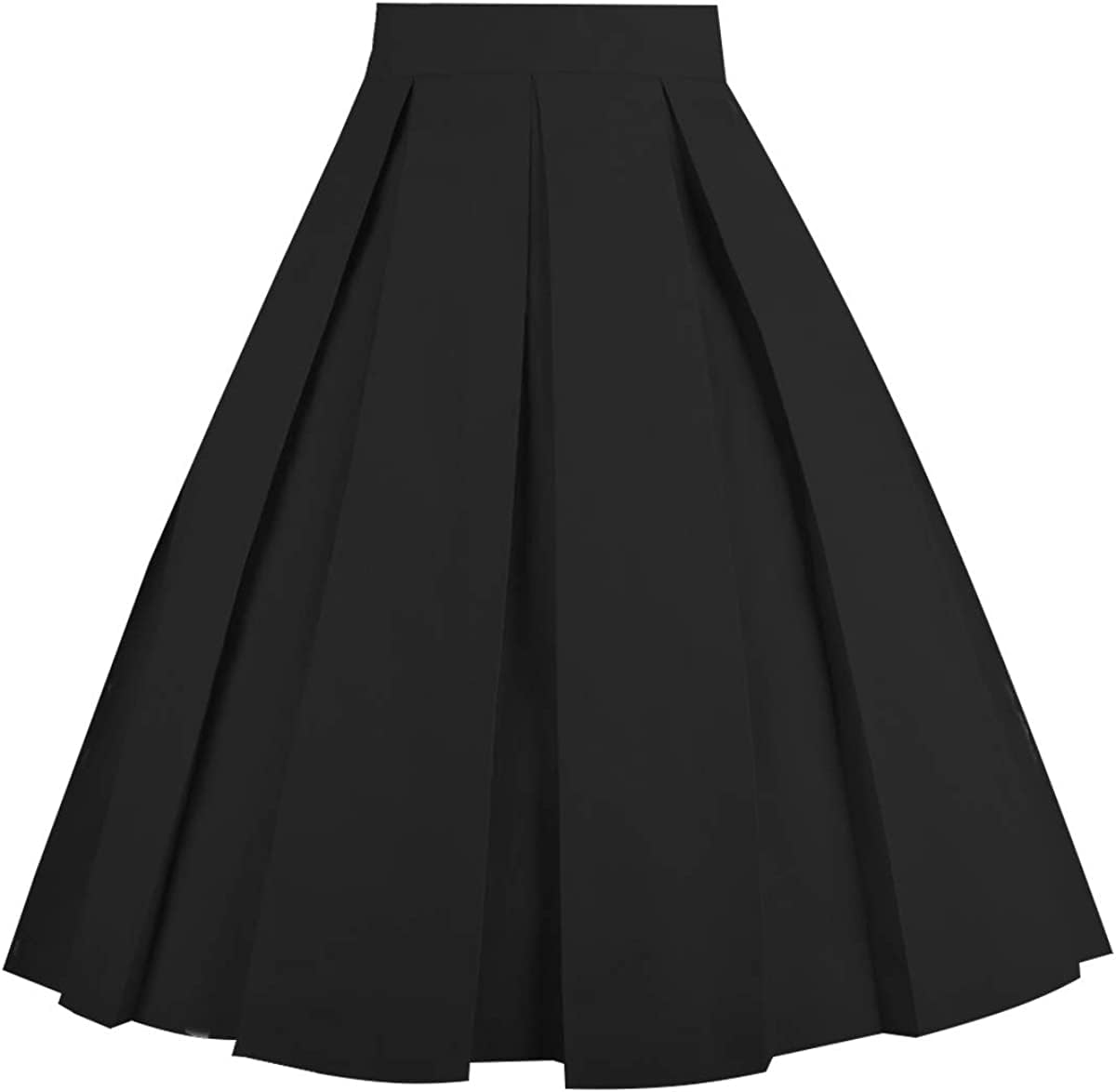 OBBUE Vintage Pleated Skirt A-line Midi Skirts