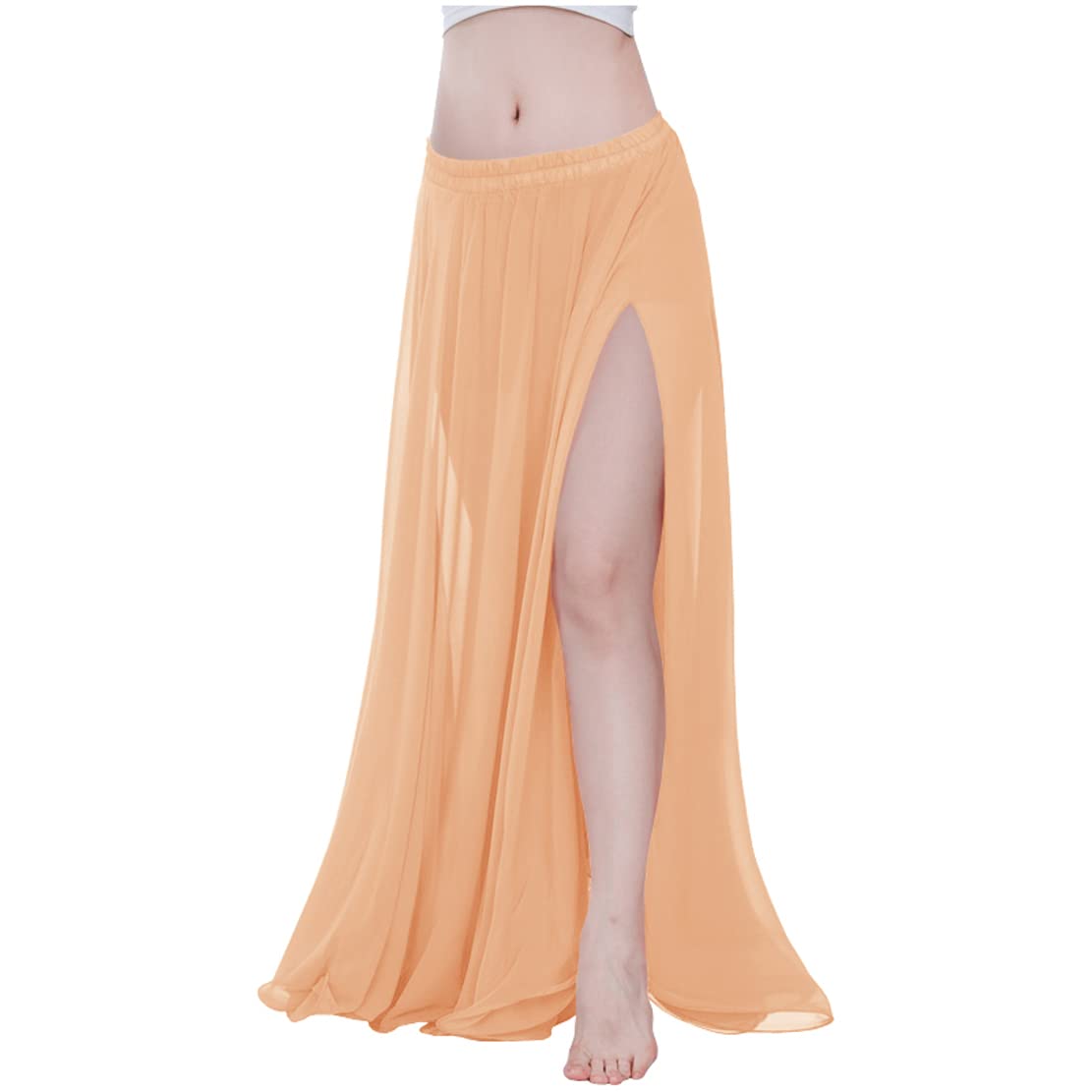 Indian Trendy Women Full/Ankle Length 2 Slide Slit Skirt Maxi Chiffon Long Petal