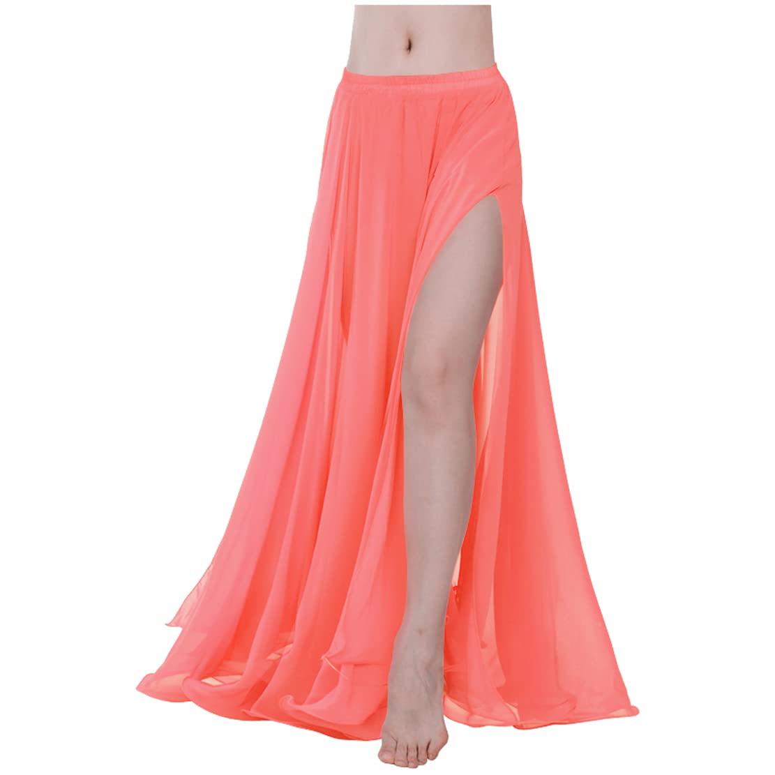 Indian Trendy Women Full/Ankle Length 2 Slide Slit Skirt Maxi Chiffon Long Petal