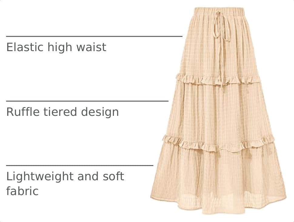 BTFBM Casual Solid Maxi Skirt Fall Clothes Flared A-Line Skirts for Women