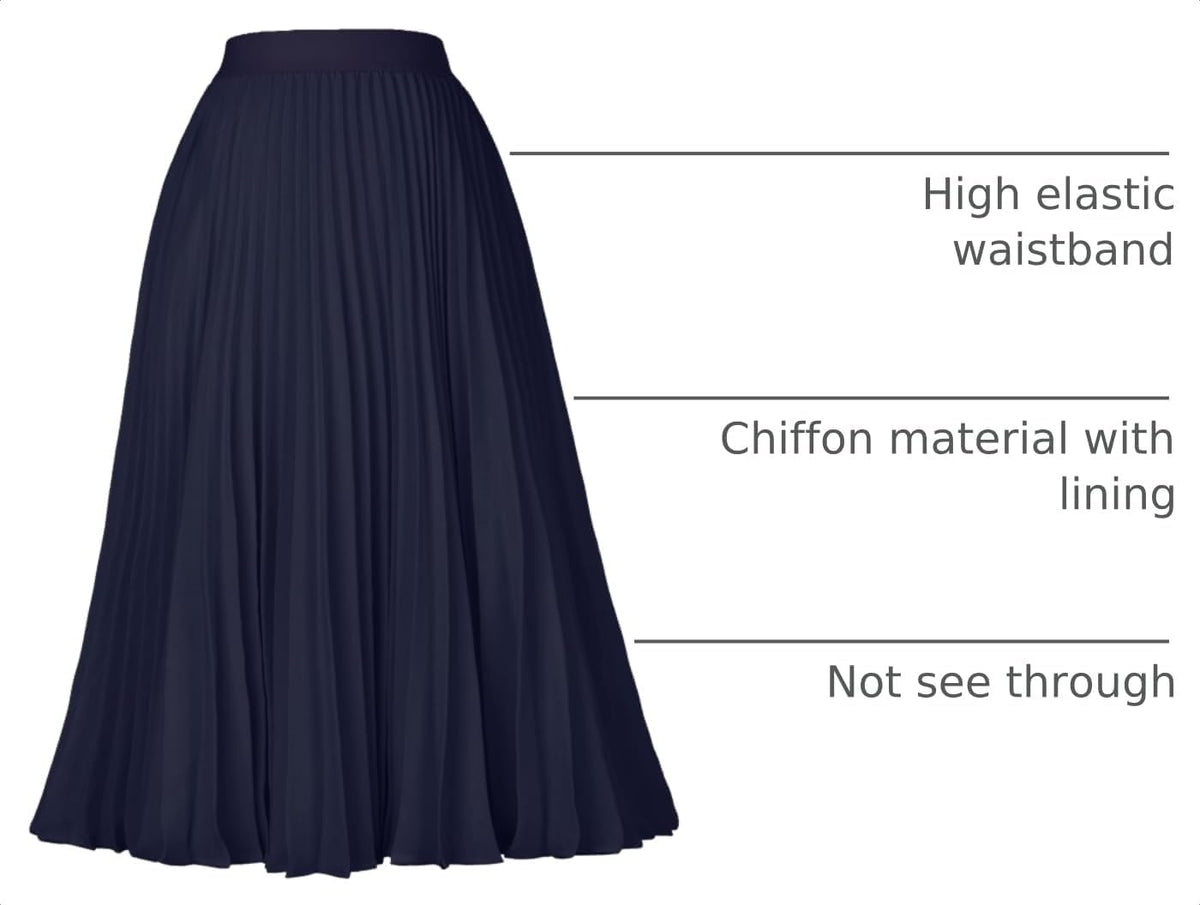 GRACE KARIN Pleated Midi Skirt for Women Chiffon A-Line Outfits