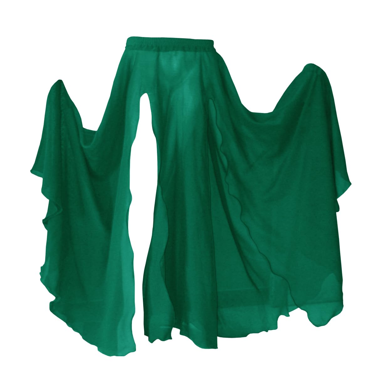 Indian Trendy Women's Full/Ankle Length 2 Front Slit Chiffon Skirt Full Circle Swing Belly Dance 9 Yard