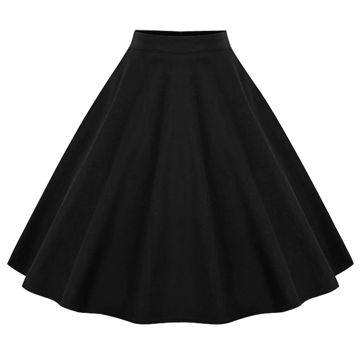 KILLREAL Women's Vintage Cotton High Waisted A-Line Midi Skirt with Zipper
