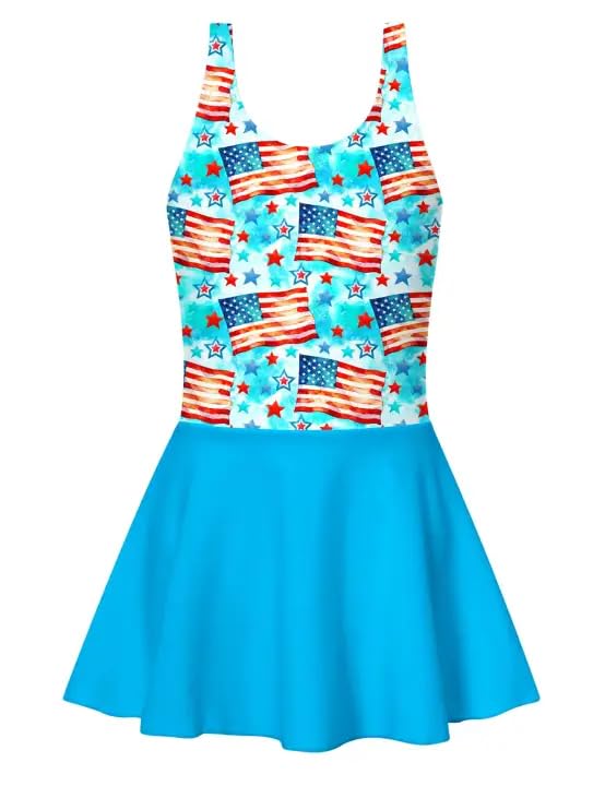 Yousie Girls One Piece Swimsuit with Skirt Bathing Suit Swim Dress 5-9Y