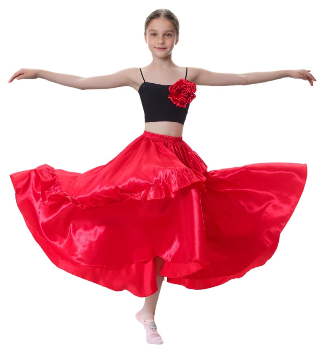 SANCAN Girls Ruffle Style Dance Skirt
