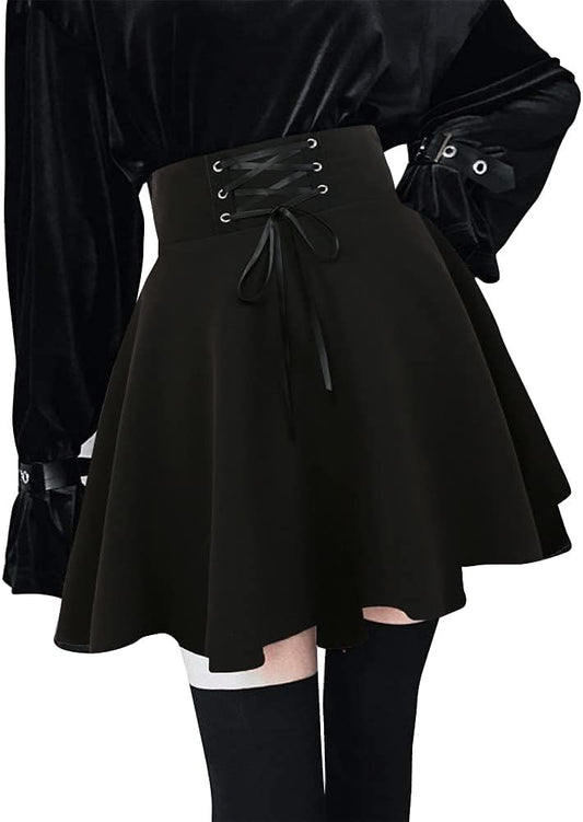 IDEALSANXUN Gothic Plaid Mini Skirts for Women Short High Waist Plaid Skirts