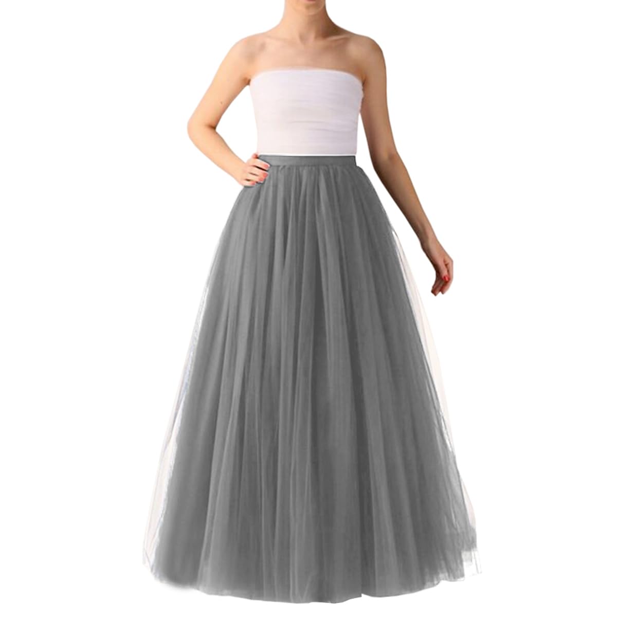 WDPL Wedding Planning A-line Maxi Long Tulle Skirt for Women Foor Length Evening Party Skirts