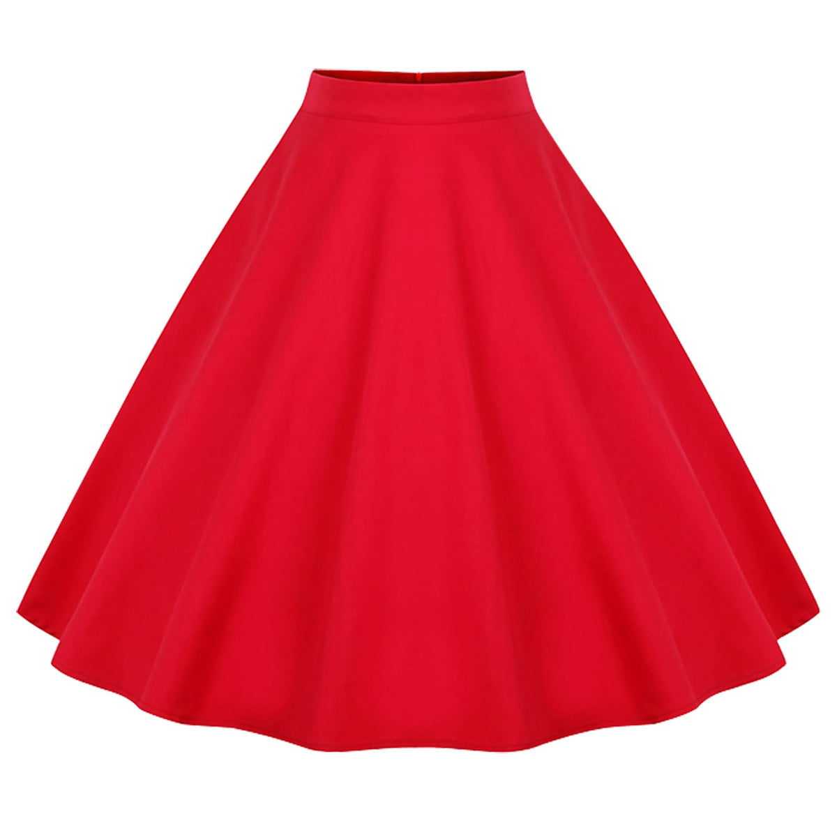 KILLREAL Women's Vintage Cotton High Waisted A-Line Midi Skirt with Zipper