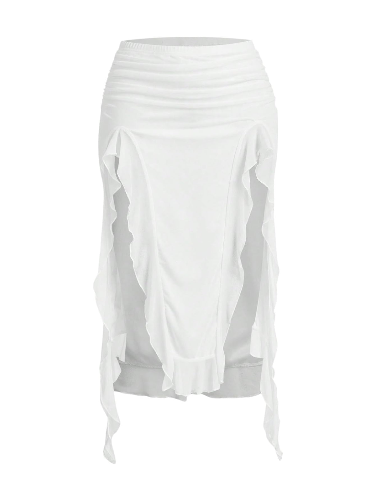 WDIRARA Women's Ruched Mesh Trim Skirts