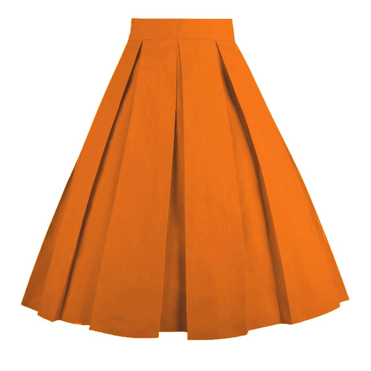 OBBUE Vintage Pleated Skirt A-line Midi Skirts