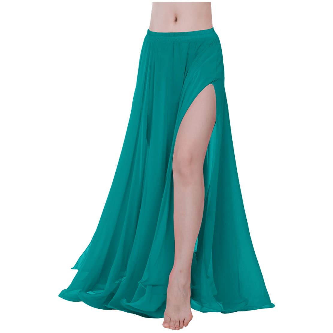Indian Trendy Women Full/Ankle Length 2 Slide Slit Skirt Maxi Chiffon Long Petal