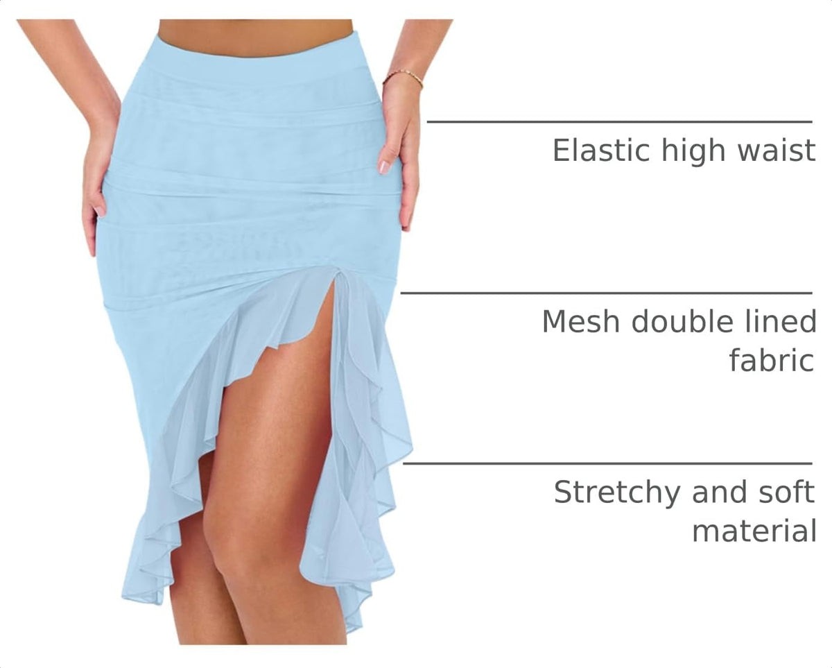BORIFLORS Women's Mermaid Ruffle Beach Mini Skirt