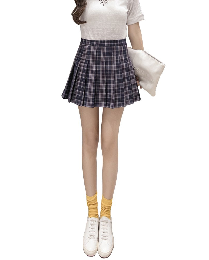 Hoerev Women Girls Short High Waist Pleated Skater Tennis Skirt